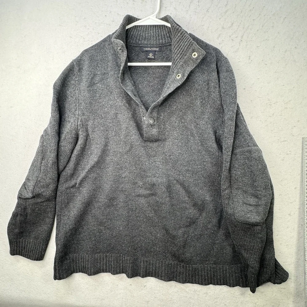 Banana Republic Lambswool Cashmere Knit Henley Pullover Sweater‎ Men's Sz Large